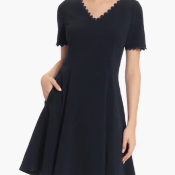 Maggy London Scallop Trim A-Line Dress - twilight navy - size 10 - NWT - Picture 1 of 2